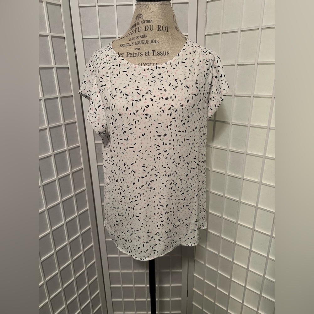 Confetti Printed Flutter Sleeve Blouse